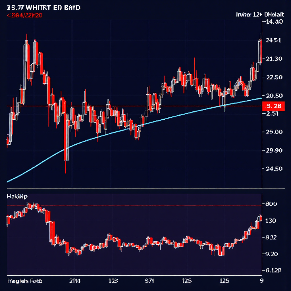 Illustration of a financial chart showing upward and downward trending lines with the Commodity Channel Index indicator plotted below displaying positive and negative values in vibrant contrasting colors with a subtle glowing effect