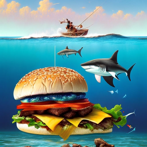 Shark Eating A Cheeseburger