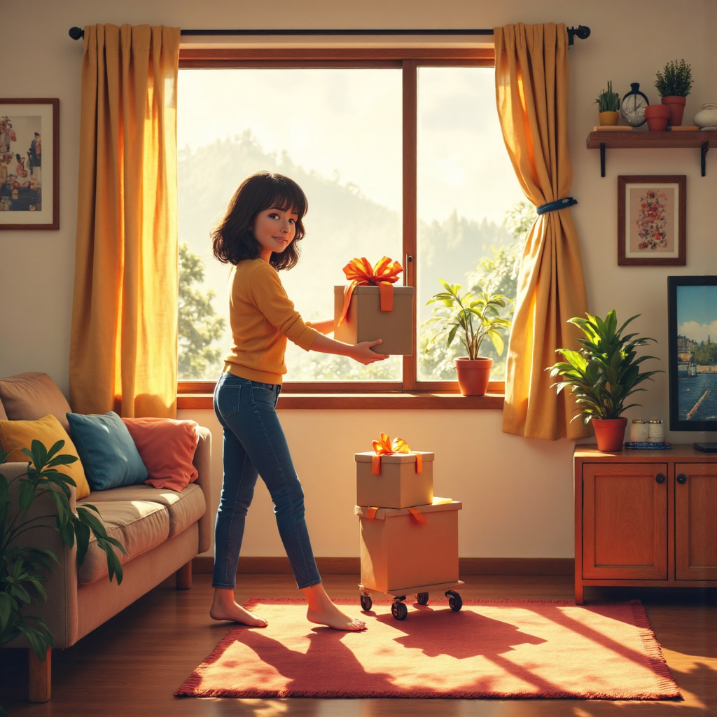 台灣家庭中人們快樂接收線上購物包裹的溫馨場景,喚起便利與速度