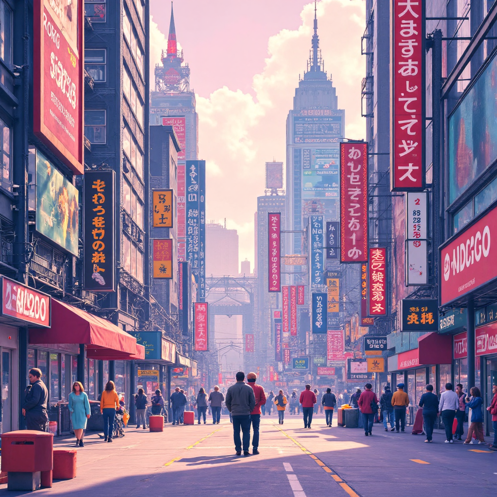 ภาพประกอบศิลปะของตลาดแลกเปลี่ยนเงินตราต่างประเทศที่คึกคักด้วยสกุลเงินหลากหลายและกราฟการซื้อขายในบรรยากาศที่สดใสและมีชีวิตชีวาด้วยโทนสีพาสเทลอ่อนๆ