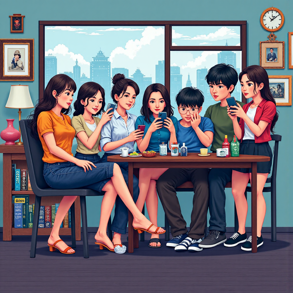 像素藝術風格的台灣投資人觀看投資圖表,展現樂觀與未來規劃的氛圍