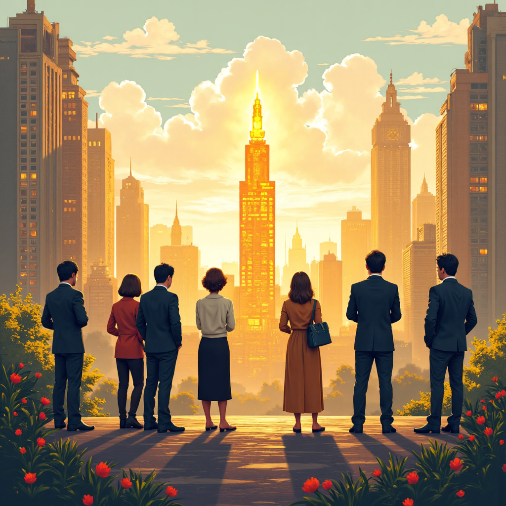 台灣投資人自信注視上升的美股黃金 ETF 圖表,背景融合紐約證交所與台北 101 元素