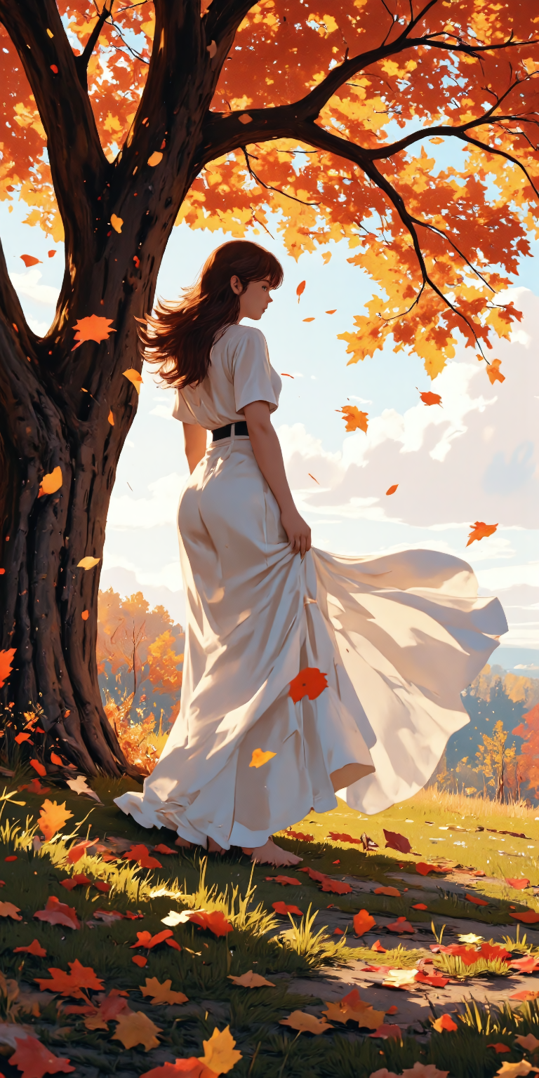 /workflow beautiful woman with a flowing dress and...