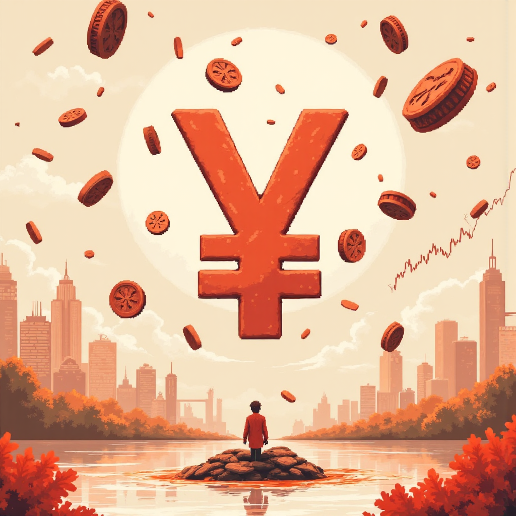 日幣貶值經濟圖表像素藝術