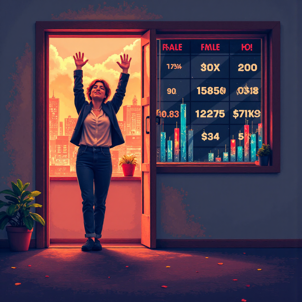 像素藝術展示外匯交易獲利喜悅與虧損壓力的對比插圖