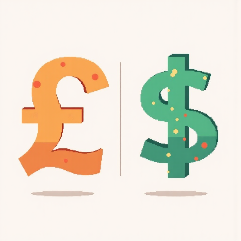 抽象貨幣兌換符號圖像,展示間接報價與直接報價的視覺差異,以現代風格呈現