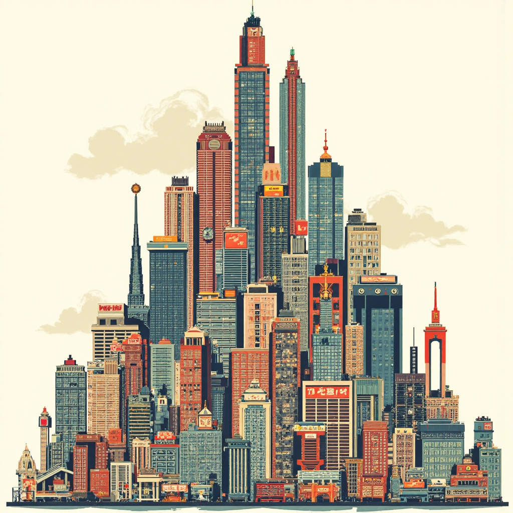 上海綜合指數產業圖標金字塔與台灣投資者觀察的像素藝術